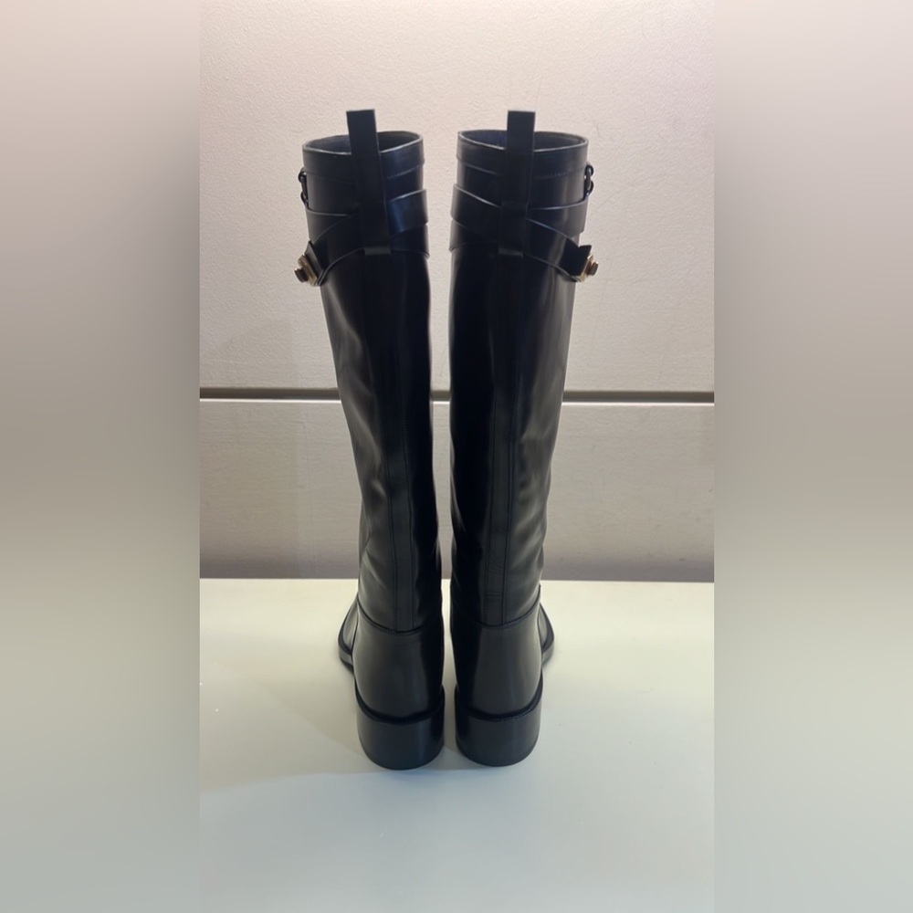 SARTORE MADE IN ITALY LEATHER Women's Black Knee-High Boots - Picture 2 of 10